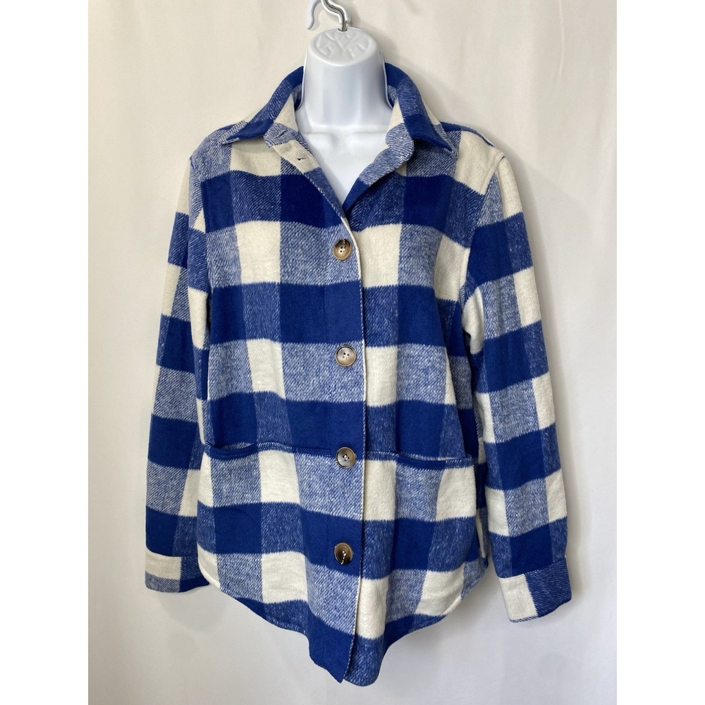 Womens Soft Shacket Size Small NWT Royal Blue Grunge Country Ranch Western Fall